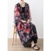 Art red printed chiffon coat Robe summer Dresses cardigan