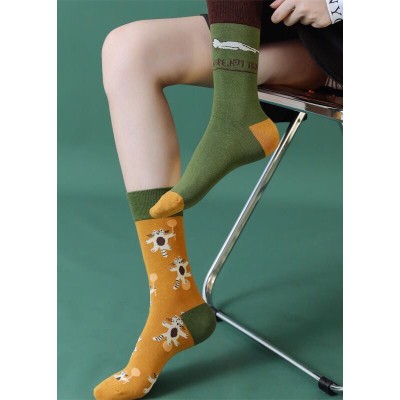 Casual Cartoon flower Cotton Mid Calf Socks