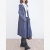 New blue wool overcoat plus size clothing big pockets trench coat hooded outwear