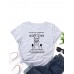 Cartoon Alpaca Letters Print Round Neck T  shirt For Women