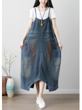 Denim Blue Women Casual Loose Jumpsuit