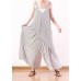 White Stripe Suspender Large Chiffon Jumpsuit Wide Leg Pants Summer