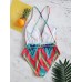 Floral Printed Drawstring Criss Cross Backless Swimwear Chic One  Pieces