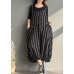 Spring plus size plus fertilizer to increase bloomers striped cotton and linen jumpsuit