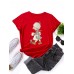 Women Cartoon Little Girl Graphic Print Multicolor Short Sleeve Casual T  Shirt