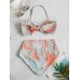 Halter Drawstring Printed Top With High Rise Bottom Bikini